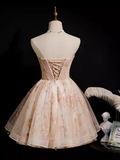 Sexy A line Strapless Tulle Short Homecoming Dresses HZ1024