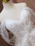 Sexy A line Off The Shoulder Tulle White Short Homecoming Dresses HZ1024
