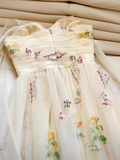 Modest A Line Straps Floral Tulle Homecoming Dress 21st Birthday Outfit With Bow HZ1024