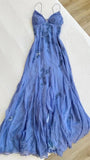 Fairy Mermaid Purple Spaghetti Straps Appliques Chiffon Prom Dresses HZ1024