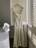 Modest Mermaid Sleeveless Mint Green Long Prom Dress HZ1024