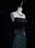 Elegant Mermaid Strapless Sequin Green Long Prom Dresses Evening Dress HZ1024