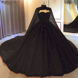 Ball Gown Black Tulle Long Sweet 16 Dresses HZ1024