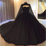 Ball Gown Black Tulle Long Sweet 16 Dresses HZ1024