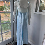 Vintage A line Spaghetti Straps Light Sky Blue Lace Long Prom Dresses Evening Dress HZ1024