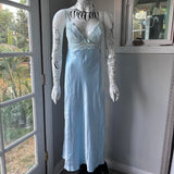 Vintage A line Spaghetti Straps Light Sky Blue Lace Long Prom Dresses Evening Dress HZ1024