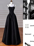 Elegant Black A-Line Satin Long Prom Dress Long Prom Dress HZ1024
