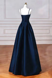 Elegant Black A-Line Satin Long Prom Dress Long Prom Dress HZ1024