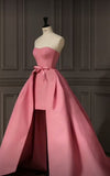 Vintage A Line Strapless Satin Evening Dress Prom Dresses High Low Birthday Outfits HZ1024