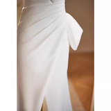 Vintage Mermaid Straps White Satin Long Wedding Dresses HZ1024