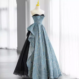 Ball Gown Strapless Blue Long Prom Dress HZ1024