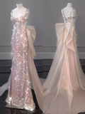 Elegant Mermaid Straps Long Sequin Prom Dress HZ1024