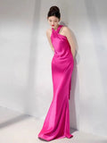 Sexy Mermaid High Neckline Long Prom Dress Wedding Guest Dresses HZ1024