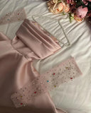 Modest A line Sweetheart Satin Pink Ruffles Long Prom Dress Evening Dresses HZ1024