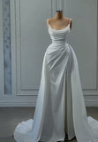 Fairytale Mermaid Spaghetti Straps Satin Wedding Dresses HZ1024