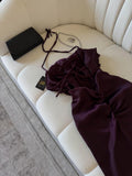 Elegant Sheath Halter Sleeveless Burgundy Satin Backless Prom Dresses Long Evening Dress HZ1024