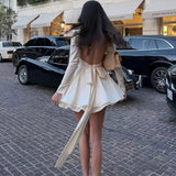 Sexy Ball Gown High Neckline Long Sleeves White Backless Homecoming Dresses 21st Birthday Outfit HZ1024